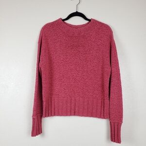 J Crew Lightweight Wide Rib Crewneck Cropped Sweater Size M